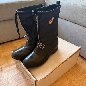 Vintage Zero-O-Zone Snow Boots Blue Made in Canada Maple Leaf Felt Lined Mens 6